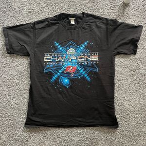 VTG 2002 Tampa Bay Buccaneers Super Bowl 37 Champions T Shirt Black Mens L LEE